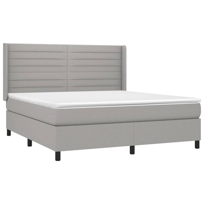 vidaXL - Boxspring - met - matras - stof - lichtgrijs - 180x200 - cm