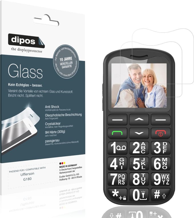 dipos – 2x Pantserfolie geschikt voor Ufferson G180 | 9H Screenprotector