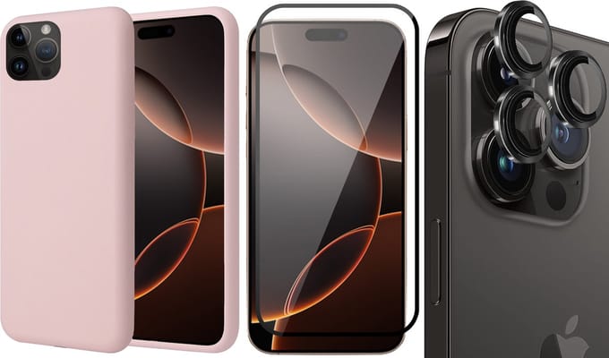 Hoesje geschikt voor iPhone 16 Pro Max - Screenprotector Volledig Dekkend Glas & Camera Protector - Matte Case Roze met Fluweelzachte Binnenzijde
