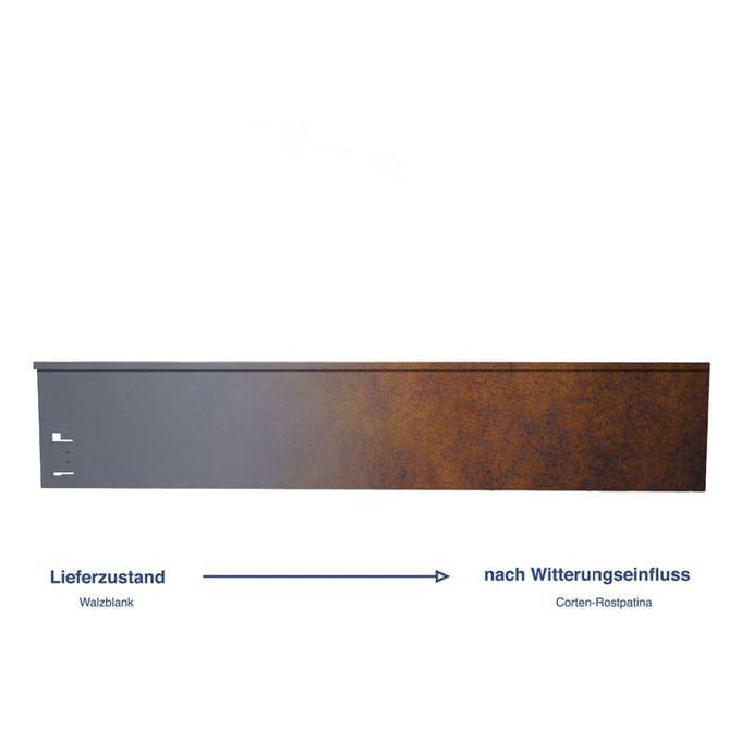 Cortenstaal Borderrand - Tuinafboording flexibel - 113 cm lang, 13,5 cm hoog - Eindstuk