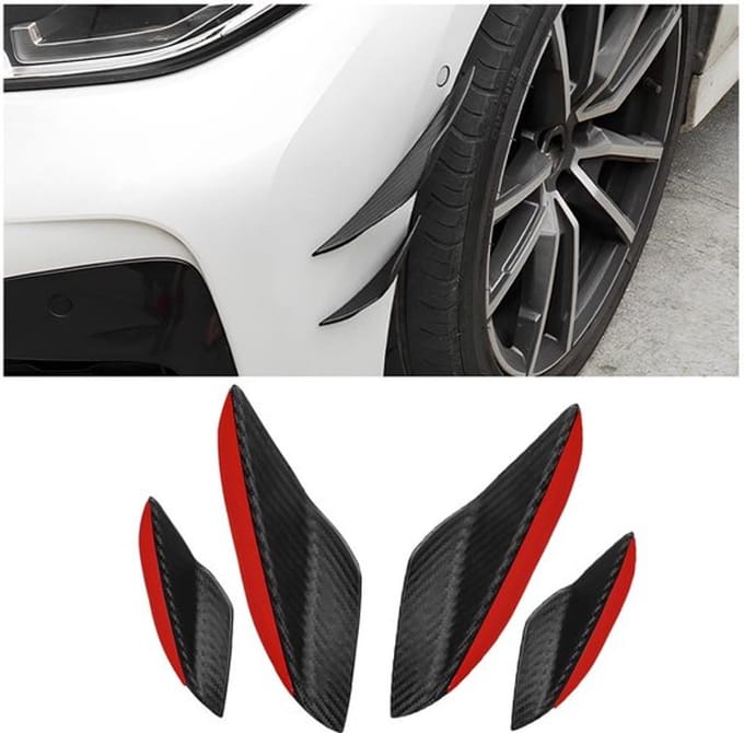 Allecto - Auto Universele Koolstofvezel Voorbumper Spoiler - Rubber