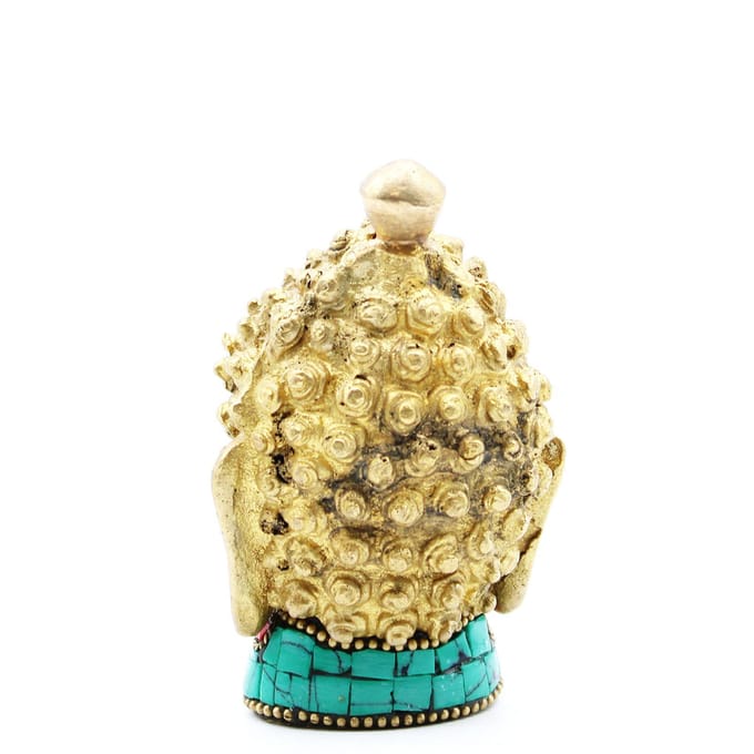 Boeddhabeeld van messing - Middelgroot hoofd - 8 cm