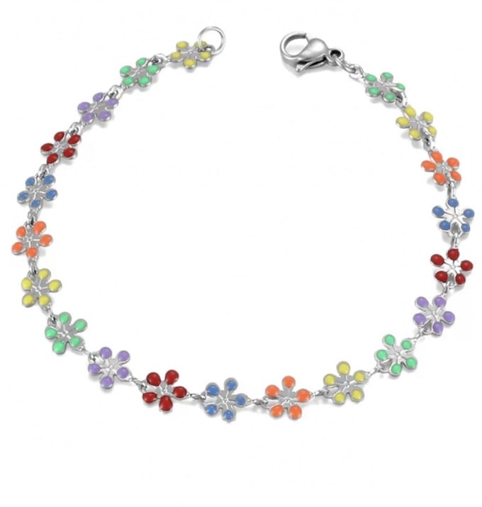 Armbandje-Gekleurde bloem-Zooey -16 cm - Charme Bijoux
