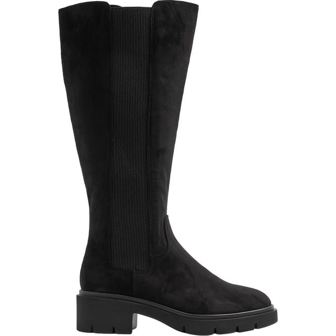 Yours Zwarte Kniehoge Chelsea Boots Met Profielzool In Brede E En Extra Brede Eeepasvormsize 42E