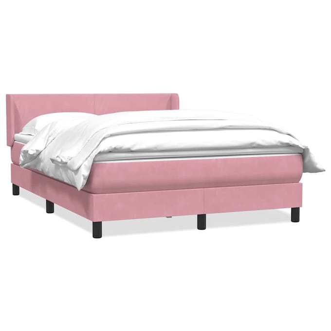 vidaXL - Boxspring - met - matras - fluweel - roze - 140x220 - cm