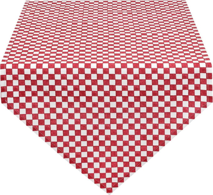 Clayre & Eef Tafelloper 50*160 cm Rood Katoen ruit Tafelkleed Loper Tafeltextiel