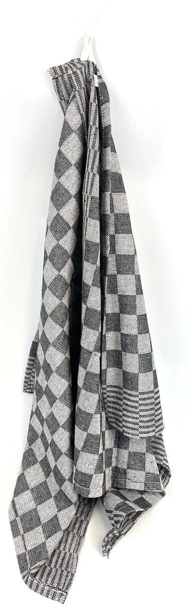 Theedoekenset - 60 x 65 cm - Geblokt - Zwart (per set van 6)