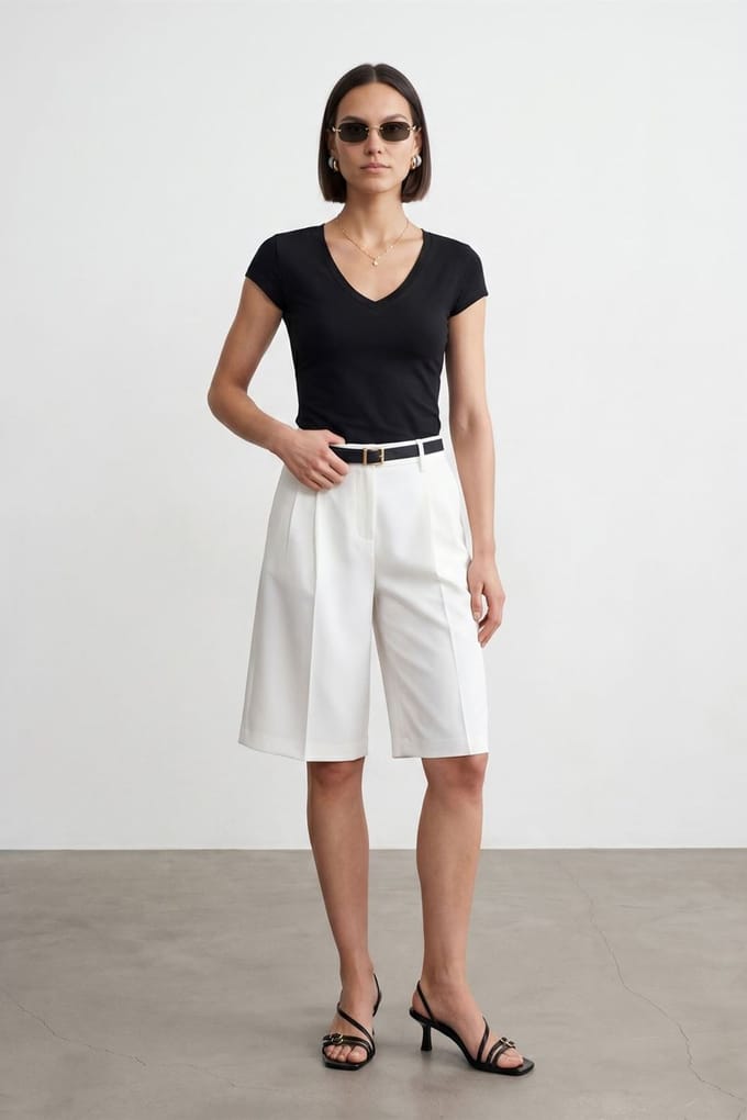 Slim Fit V-hals Jersey Blouse