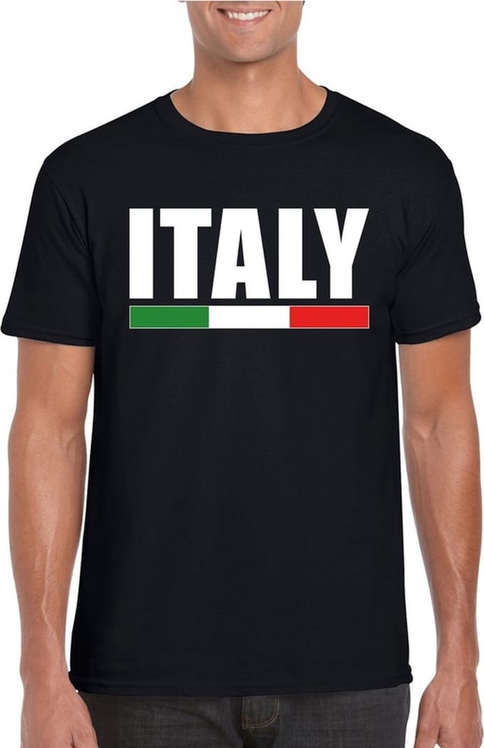 Zwart Italy/ Italie supporter shirt heren M