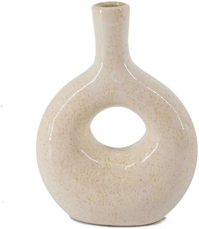 HomeBound by KY | Aardewerk donut vaas beige | donut vaas | bloemenvaas