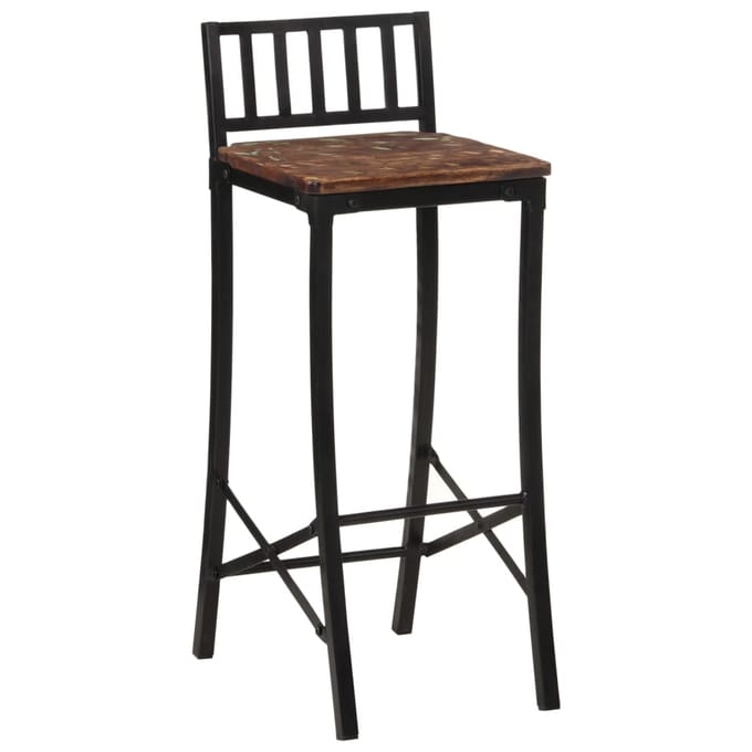 vidaXL - Barstoelen - 2 - st - massief - gerecycled - hout