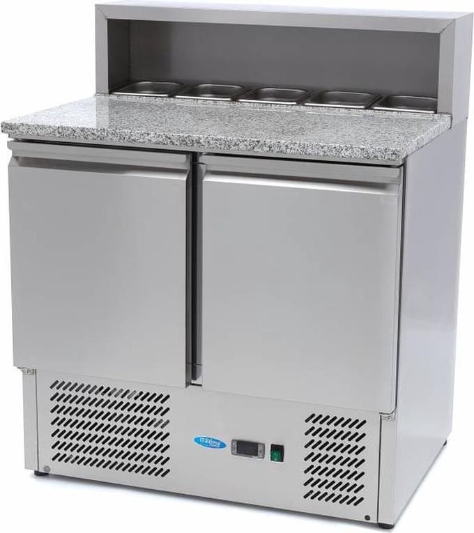 Maxima Pizzawerkbank 90 cm 2 Deuren 5 x 1/6 GN incl. RVS Afdekking