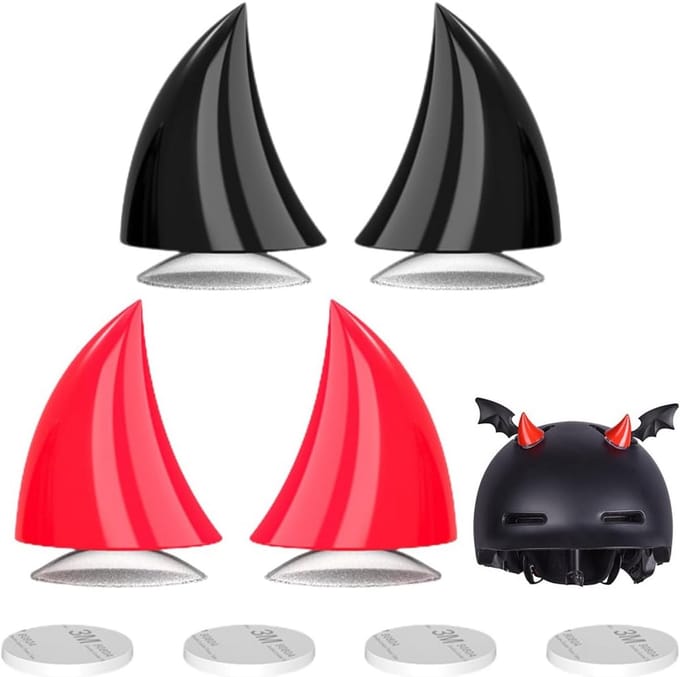 Decoratieve Helm Hoorns Set (4 Stuks) - Motorhelm & Fietsaccessoire met Zuignap