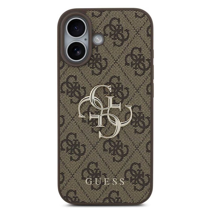 Guess Back Cover - Bruin voor iPhone 17 - Schokbestendig - Big Metal Logo