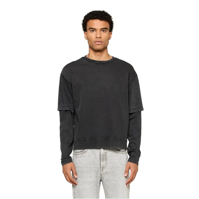 Urban Classics - Washed Double Layered Longsleeve shirt - L - Zwart