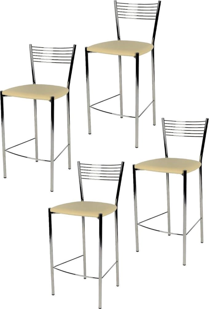 Tommychairs Elegance - Eetkamerstoelen - Set van 4 - Aluminium & Beige - Kunstleer