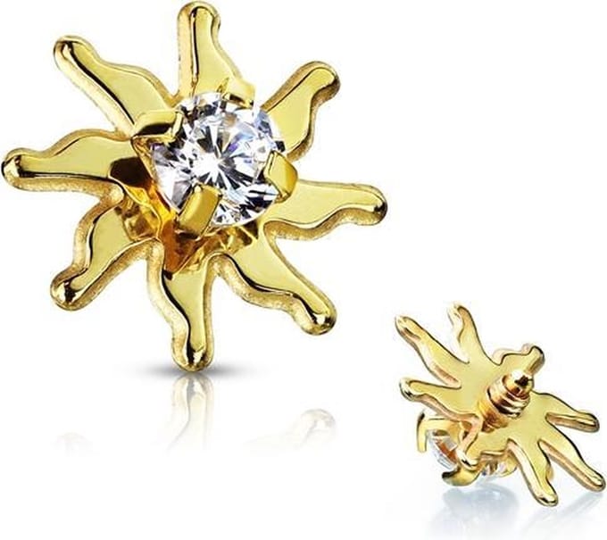 Dermal top tribal sun gold plated 1.6mm - LMPiercings