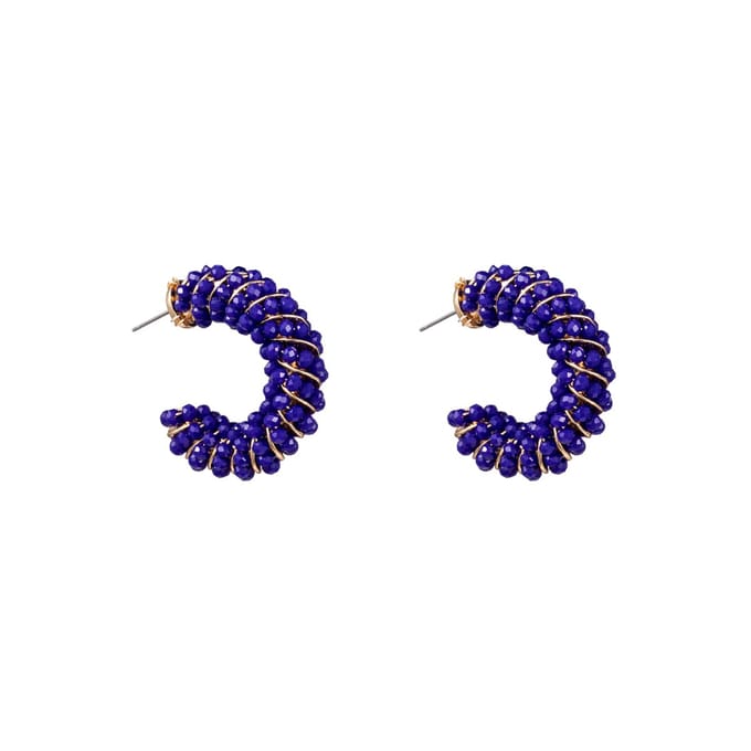Go Dutch Label Oorknoppen twisted beads hoop Blauw
