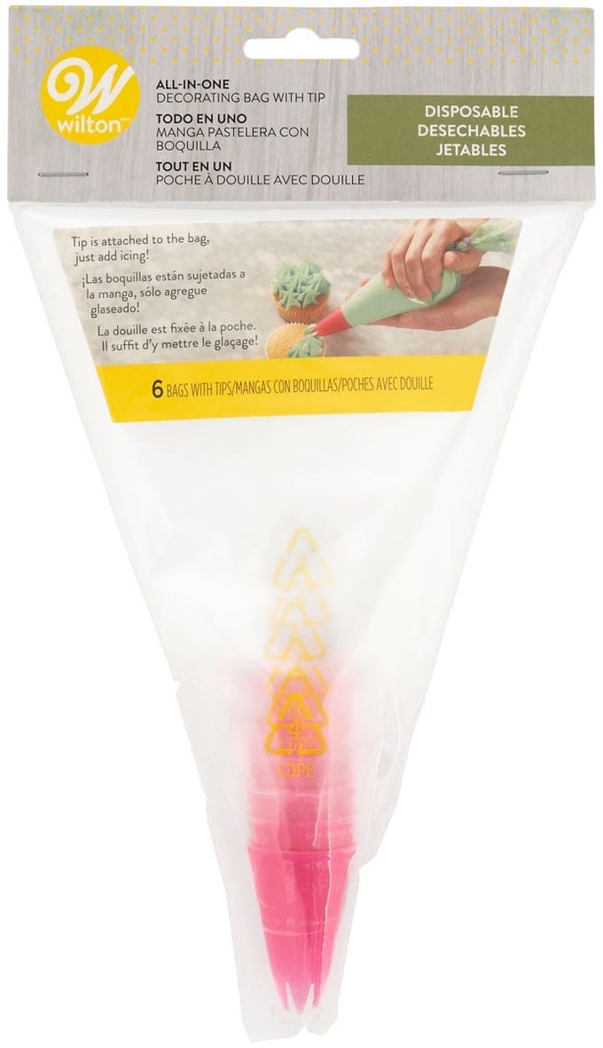 Wilton Wegwerp Spuitzakken & Spuitmondjes Set/6 - #1M - Slagroomspuit - Garneerspuit