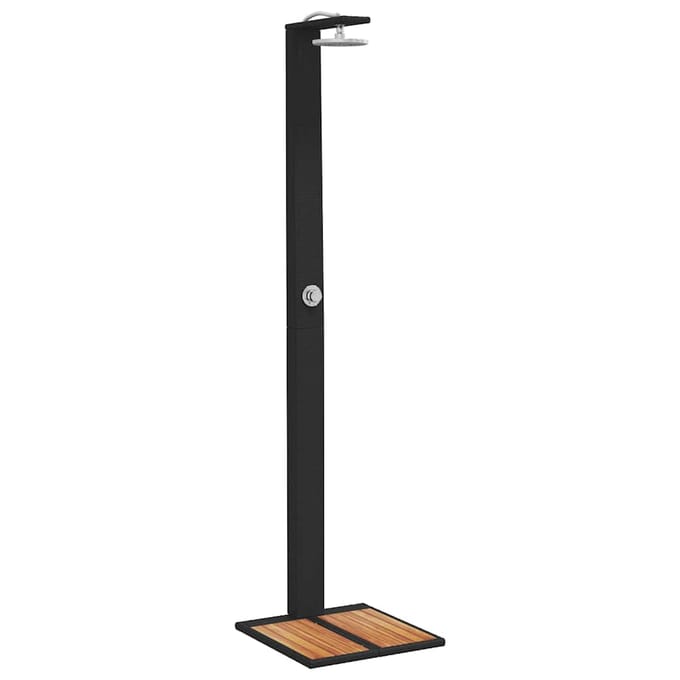 vidaXL - Buitendouche - 50x55x224 - cm - poly - rattan - en - acaciahout - zwart