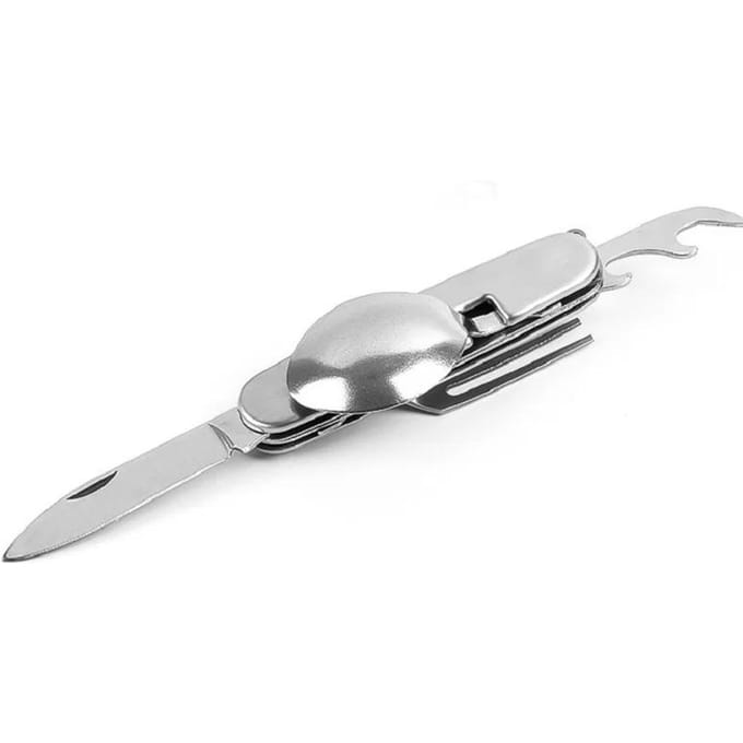 Multitool Draagbare picknickkamplepel Vouwvork Vork Bestek Serviesgoed Mes Bestek Fles Blikopener Multitool Buiten white