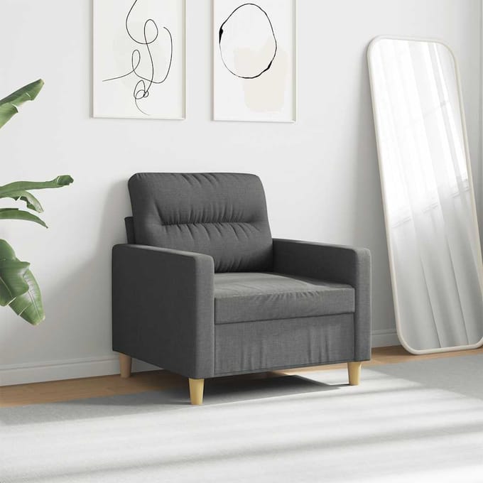 vidaXL - Fauteuil - 60 - cm - stof - donkergrijs