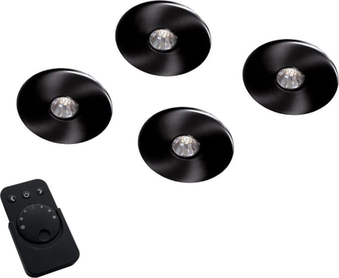 Super Light Emotion Led set van 4 spots met dimmer 12V/15W zwart