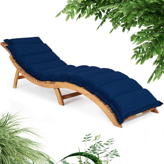 Ligbed Acaciahout FSC®-gecertificeerd incl kussen Blauw