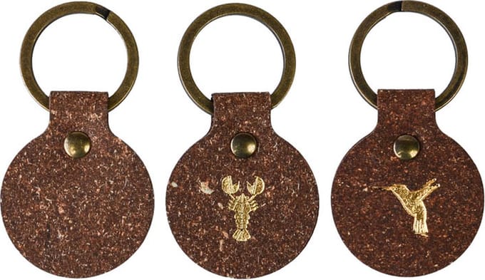 Ronde Sleutelhanger ROUND 2 (set à 3 stuks) - Bruin - Gerecycled leerafval - duurzaam