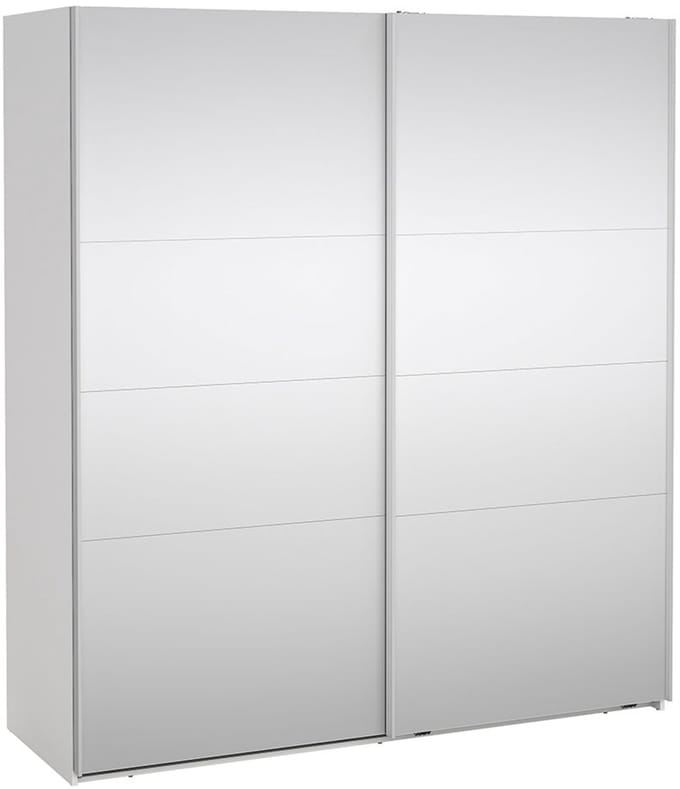 Catania schuifdeurkast 2 deuren met spiegel 180x200cm wit.