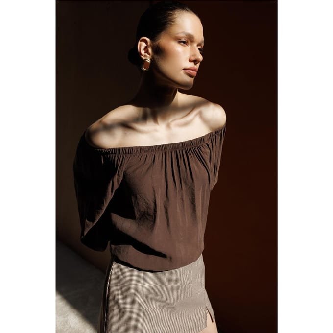 Off-shoulder Textuur Blouse