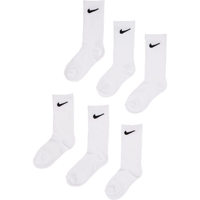 Nike Kids Crew 6 Pack Sokken Unisex - Wit - Maat 23.5 - 27 - Katoen