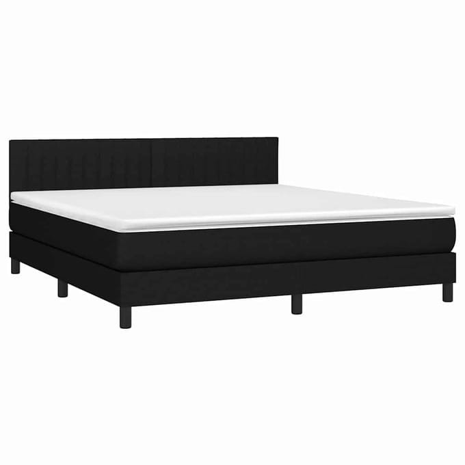 vidaXL - Boxspring - met - matras - en - LED - stof - zwart - 180x200 - cm