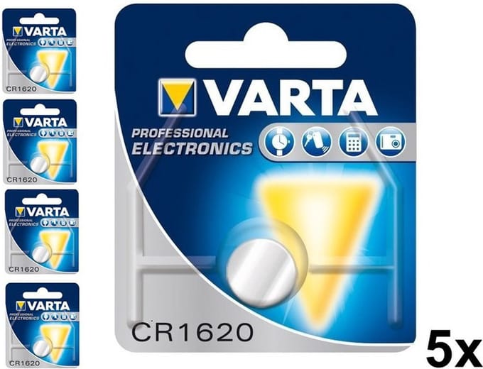 Varta CR1620 6620 70mAh 3V knoopcelbatterij - 5 Stuks