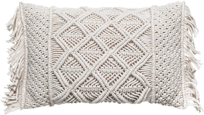 Sierkussen - Macramé Kleur Ivoor Tuin Woonkamer Decoratie - Ecru - 50 Cm X 30 Cm