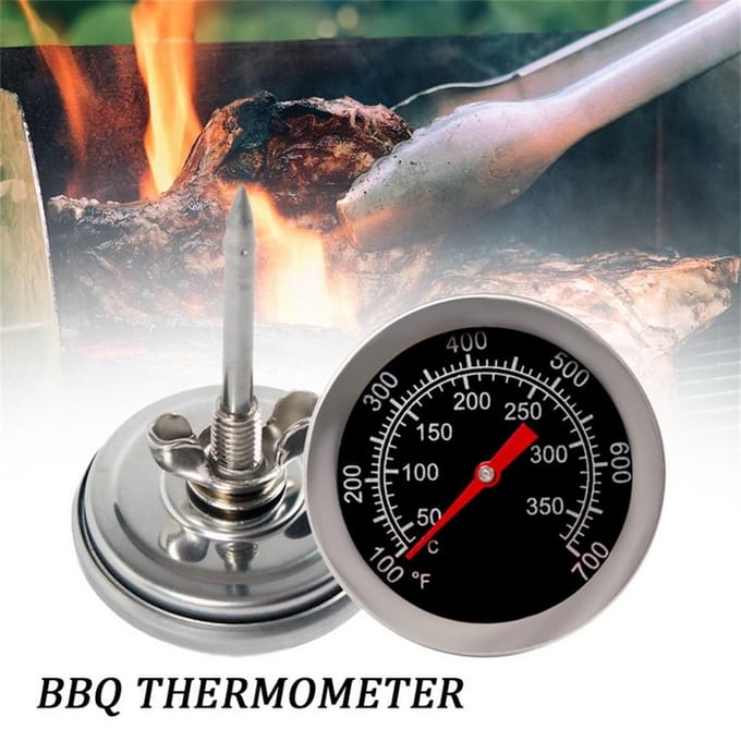 Roestvrijstalen Barbecue Grill Vleesthermometer Wijzerplaat Temperatuur Drukmeter Koken Voedselsonde wit