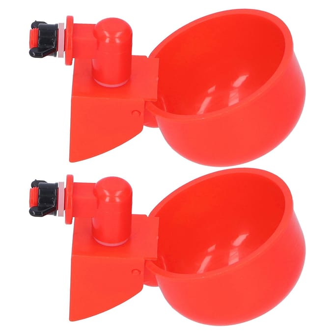 2 stuks Automatische Kippenwaterbak Rode Plastic Drinkbak voor Pluimvee Duif Vogel red
