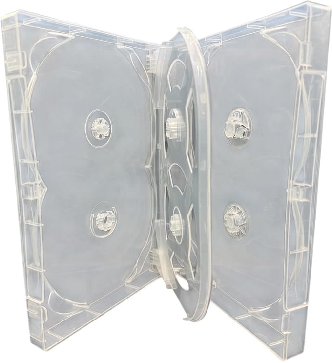 Dailygoods- CD/DVD/Blu-ray Case 6-Disc Overlap - 32mm Rug - Transparant - Bescherming - Inlay Artwork - Duurzaam Plastic - Multimedia Opslag