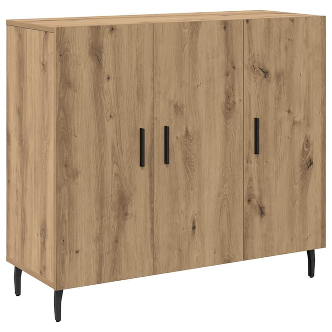 vidaXL - Dressoir - Artisan - Eiken - 90 - x - 34 - x - 80 - cm - Bewerkt - hout