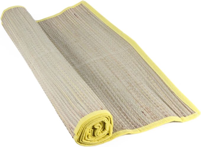 Benson Oprolbare strandmat - riet - 60 x 180 cm - gekleurde rand