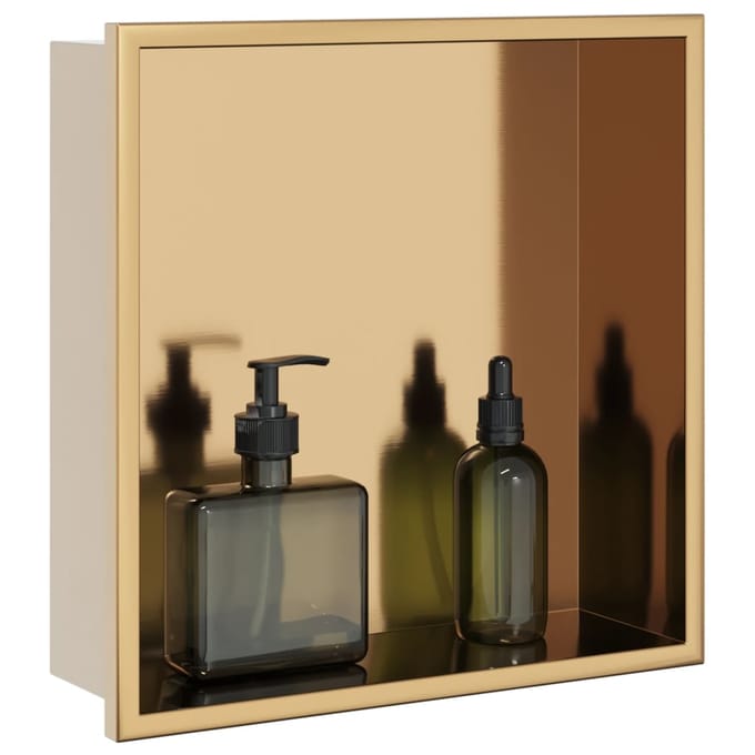 vidaXL - Douchenis - 32x32x9 - cm - roestvrijstaal - geborsteld - goudkleurig