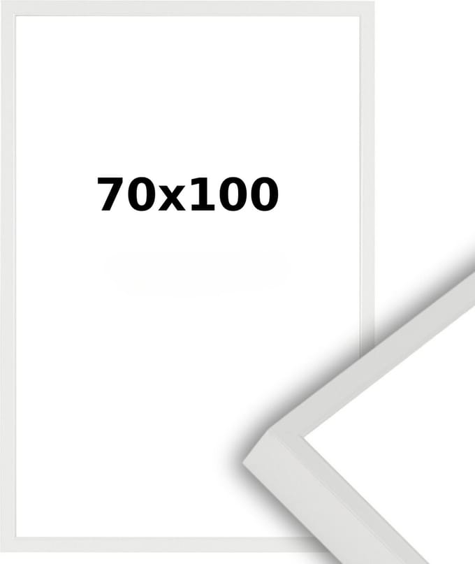 Aluminium Wissellijst 70 x 100 Wit - Ontspiegeld Acrylite - Professional