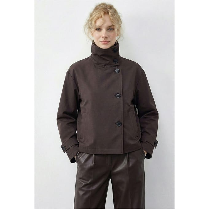 Korte Mandarin Kraag Trenchcoat