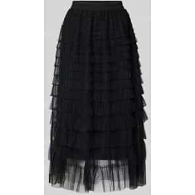 Tulle Tiered Ruffle Midi Skirt