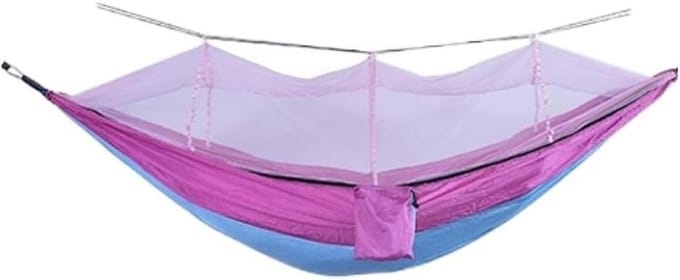 Kampeerhangmat - Nylon Hangmat - Buiten Ontspannen - Met Klamboe - 254 cm - Rood