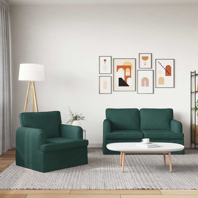 vidaXL Bankstel 2 pcs Donkergroen 144 x 80 x 85 cm Stof