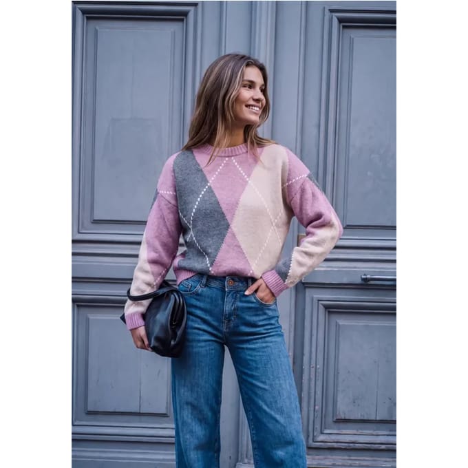 Trui met ronde hals en argyle-patroon