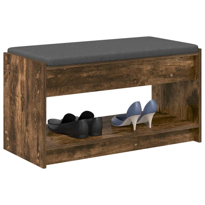 vidaXL - Hallenbank - Gerookte - Eik - 83 - x - 38 - x - 45 - cm