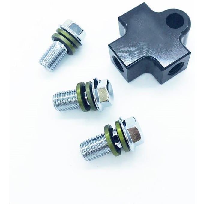 Hydraulische remslangleiding voor motorfietsen 3-weg T-connectoradapter aluminiumlegering gray