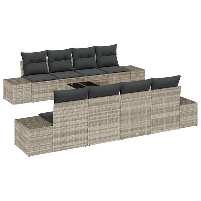 vidaXL Tuin Sofa Set 7 st Lichtgrijs poly rattan